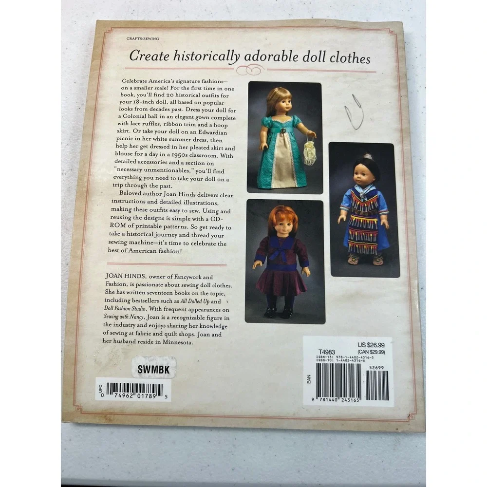 Heritage Doll Clothes Joan Hinds 18-Inch Doll Sewing Patterns Book with CD-ROM